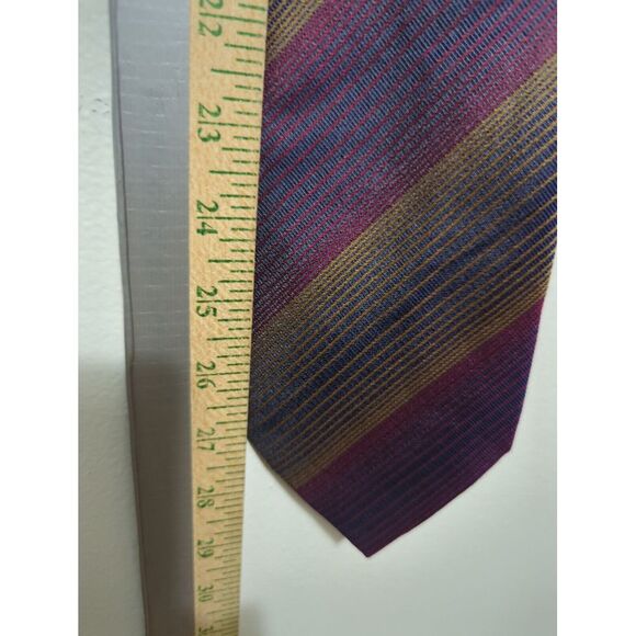 Kenneth Cole New York Mens Striped Silk Necktie Classic Purple Multicolor - Picture 6 of 6